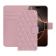 Étui portefeuille cuir Apple iPhone 16 Pro - Rose - Couture ( Nappa - Pantone #efbae1 ) 