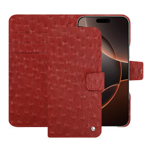 Apple iPhone 16 Pro Wallet Case | Luxus und EinzigartigkeitAutruche ciliegia ( Pantone #a4343a ) 