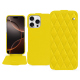 Housse cuir Apple iPhone 16 Pro - Jaune fluo - Couture ( Pantone #c9ff57 ) 