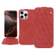 Housse cuir Apple iPhone 16 Pro - Cerise vintage - Couture ( Pantone #a6302e ) 