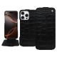 Lederschutzhülle Apple iPhone 16 Pro - Crocodile nero ( Noir / Black) 