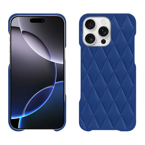 Luxus-Rückschale aus Leder iPhone 16 Pro Max - Noreve : Hochwertiger Schutz und EleganzBleu océan - Couture ( Nappa - Pantone #15458a) 