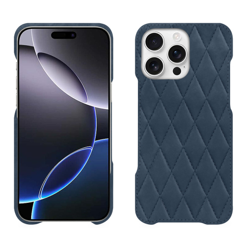 Funda trasera de piel de lujo iPhone 16 Pro Max - Noreve: protección y elegancia de alta gamaJean vintage - Couture ( Pantone #2f414f  ) 