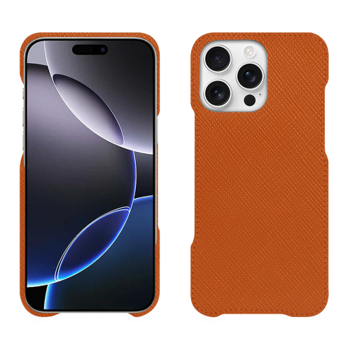 Funda trasera de piel de lujo iPhone 16 Pro Max - Noreve: protección y elegancia de alta gamaOrange vibrant ( Pantone #e36b39 ) 