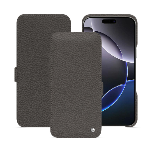 Leather Horizontal Flap Case for iPhone 16 Pro Max | NoreveAnthracite ( Pantone #41403c ) 