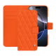 Étui portefeuille cuir Apple iPhone 16 Pro Max - Orange fluo - Couture ( Pantone #ff5406 ) 