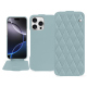 Capa em pele Apple iPhone 16 Pro Max - Bleu ciel - Couture ( Nappa - Pantone #abcae9 ) 