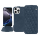 Custodia in pelle Apple iPhone 16 Pro Max - Jean vintage - Couture ( Pantone #2f414f  ) 