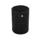 Leather pen pot - round - Autruche nero ( Noir / Black) 