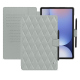 Capa em pele para Samsung Galaxy Tab S10+ - Gris - Couture ( Nappa - Pantone #c1c6c8 ) 