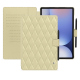 Samsung Galaxy Tab S10+ leather wallet case - Beige - Couture ( Nappa - Pantone #ceb888 ) 