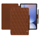 Funda cartera de piel para Samsung Galaxy Tab S10+ - Marron - Couture ( Nappa - Pantone #8B4720 ) 