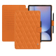 三星 Galaxy Tab S10+ 真皮钱包保护套 - Orange - Couture ( Nappa - Pantone #ff9351 ) 