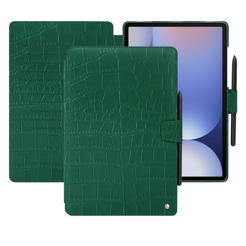 Capa de couro Noreve Premium para Samsung Galaxy Tab S10+ | Elegância e proteçãoCrocodile pino ( Pantone #173F35 ) 