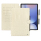 Lederschutzhülle für Samsung Galaxy Tab S10+ - Crocodile milk ( Pantone #d6d2c4 ) 