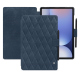 Funda cartera de piel para Samsung Galaxy Tab S10+ - Jean vintage - Couture ( Pantone #2f414f  ) 