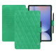 Étui portefeuille cuir Samsung Galaxy Tab S10+ - Menthe vintage - Couture ( Pantone #37b375 ) 