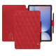 Samsung Galaxy Tab S10+ leather wallet case - Rouge troupelenc - Couture ( Pantone #AB191A )