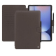 Samsung Galaxy Tab S10+ leather wallet case - Gris Veggie ( Pantone #5e514d ) 