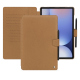 Custodia a portafoglio in pelle per Samsung Galaxy Tab S10+ - Beige Veggie ( Pantone #dab9a1 ) 