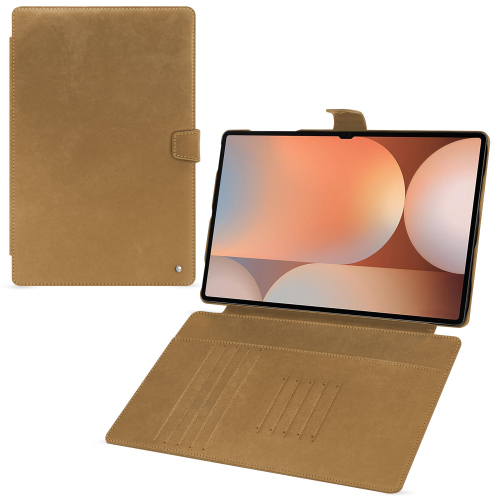Étui Portefeuille Cuir Luxe Personnalisable pour Samsung Galaxy Tab S10 UltraSable vintage ( Pantone #9b7340 ) 