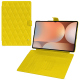 Samsung Galaxy Tab S10 Ultra leather wallet case - Jaune fluo - Couture ( Pantone #c9ff57 ) 