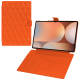 Étui portefeuille cuir Samsung Galaxy Tab S10 Ultra - Orange fluo - Couture ( Pantone #ff5406 ) 