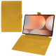 Samsung Galaxy Tab S10 Ultra leather wallet case - Jaune soulèu ( Pantone #F3B934 )