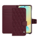Capa de couro para carteira Samsung Galaxy S24 FE - Lie de vin - Couture ( Pantone #412234 ) 