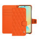 Lederschutzhülle Samsung Galaxy S24 FE - Orange fluo - Couture ( Pantone #ff5406 ) 
