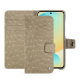 Funda de piel para cartera Samsung Galaxy S24 FE - Autruche desert ( Pantone #A39382 ) 