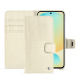 Étui portefeuille cuir Samsung Galaxy S24 FE - Crocodile milk ( Pantone #d6d2c4 ) 