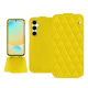 Samsung Galaxy S24 FE leather case - Jaune fluo - Couture ( Pantone #c9ff57 ) 