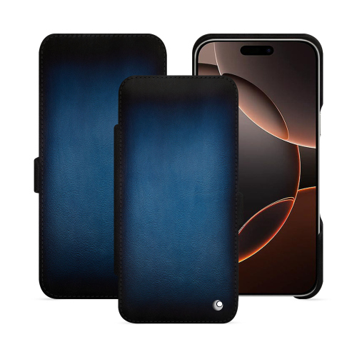 Étui Rabat Horizontale Luxe pour iPhone 16 Pro | NoreveBleu Patine