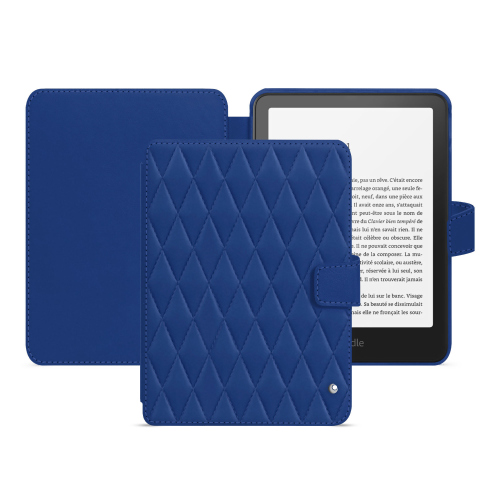 Housse en cuir luxe Amazon Kindle Paperwhite 2024 | Colorsoft Signature Edition - Protection haut de gammeBleu océan - Couture ( Nappa - Pantone #15458a) 