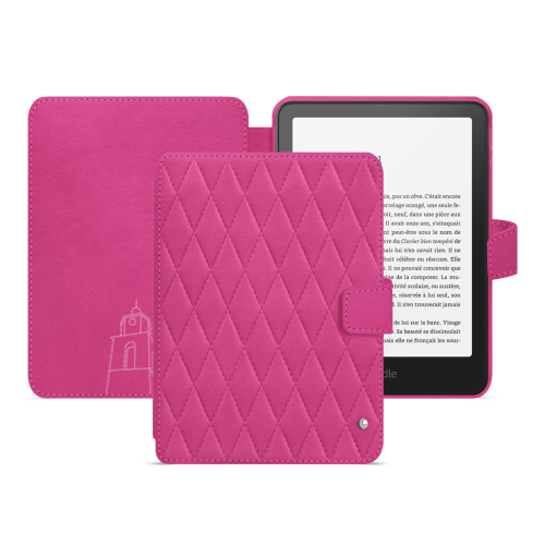 Housse en cuir luxe Amazon Kindle Paperwhite 2024 | Colorsoft Signature Edition - Protection haut de gammeRose BB - Couture ( Pantone #DB599F )