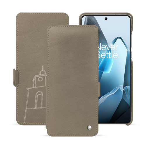 Housse à Rabat Horizontal Premium pour OnePlus 13 – Protection Luxe et Élégance | NoreveDarboun sabla ( Pantone #BCB1A1 )