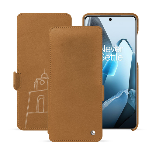 Premium Horizontal Flap Case for OnePlus 13 - Luxurious and elegant protection | NoreveCastan esparciate ( Pantone #824F2A )