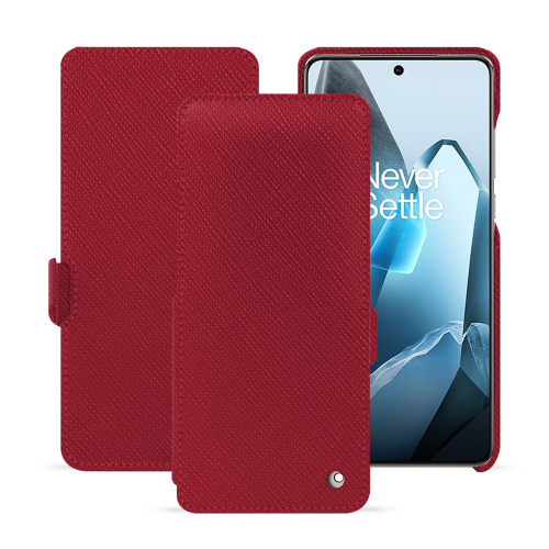Funda Premium con solapa horizontal para OnePlus 13 - Protección lujosa y elegante | NoreveRouge passion ( Pantone #a6192e ) 