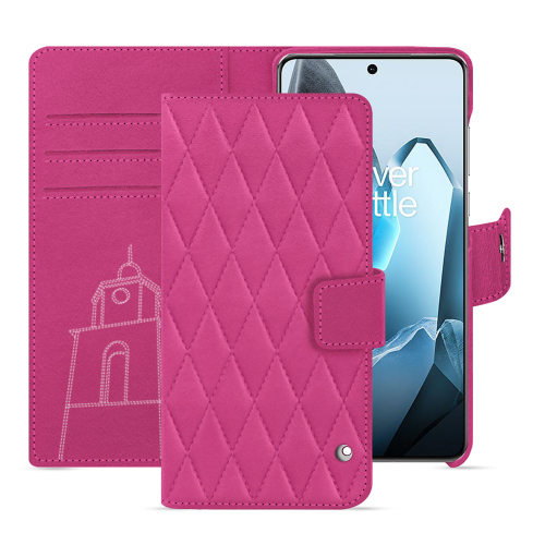 Funda billetera de cuero de lujo para OnePlus 13 - Protección elegante y práctica | NoreveRose BB - Couture ( Pantone #DB599F )