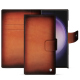Samsung Galaxy S24 Ultra leather wallet case - Orange Patine