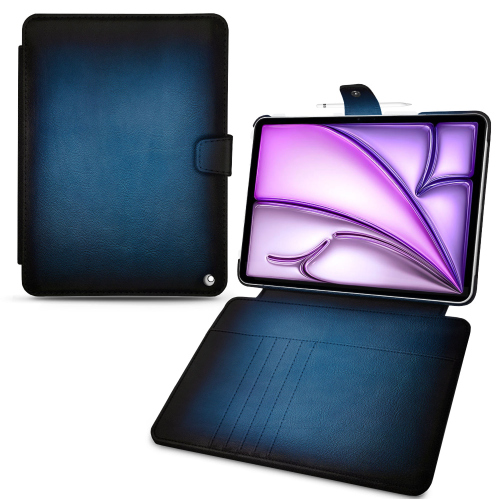 Étui Portefeuille Cuir Apple iPad Pro 13 | Noreve - Housse Premium LuxeBleu Patine