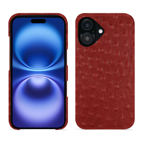 Capa premium para iPhone 16 | Elegância e exclusividadeAutruche ciliegia ( Pantone #a4343a ) 