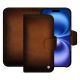 Apple iPhone 16 leather wallet case - Marron Patine
