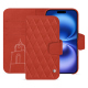 Apple iPhone 16 レザーウォレットケース - Arange clouquié - Couture ( Pantone #D33108 )