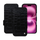 Capa em pele Apple iPhone 16 Plus - Crocodile nero ( Noir / Black) 