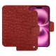 Apple iPhone 16 Plus レザーウォレットケース - Autruche ciliegia ( Pantone #a4343a ) 
