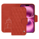 Apple iPhone 16 Plus leather wallet case - Arange clouquié - Couture ( Pantone #D33108 )