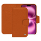 Étui portefeuille cuir Apple iPhone 16 Plus - Orange vibrant ( Pantone #e36b39 ) 