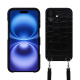 Apple iPhone 16用ショルダーストラップ付きシェル - Crocodile nero ( Noir / Black) 